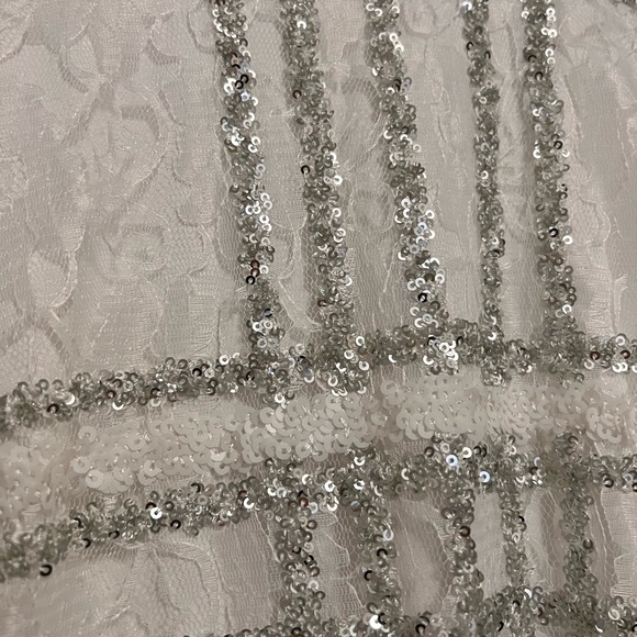 NWOT New Wonder White Sequin Lace Mini Dress - Picture 9 of 10